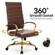 preview thumbnail 10 of 98, Benmar Ribbed Leather Executive High Back Office Chair with Gold Frame, Swivel, Tilt, Lumbar Support