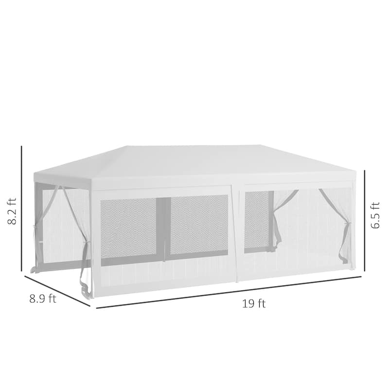 10' x 20' Outdoor Party Tent with Removable Sidewalls, Shade Shelter for Events and BBQs, White