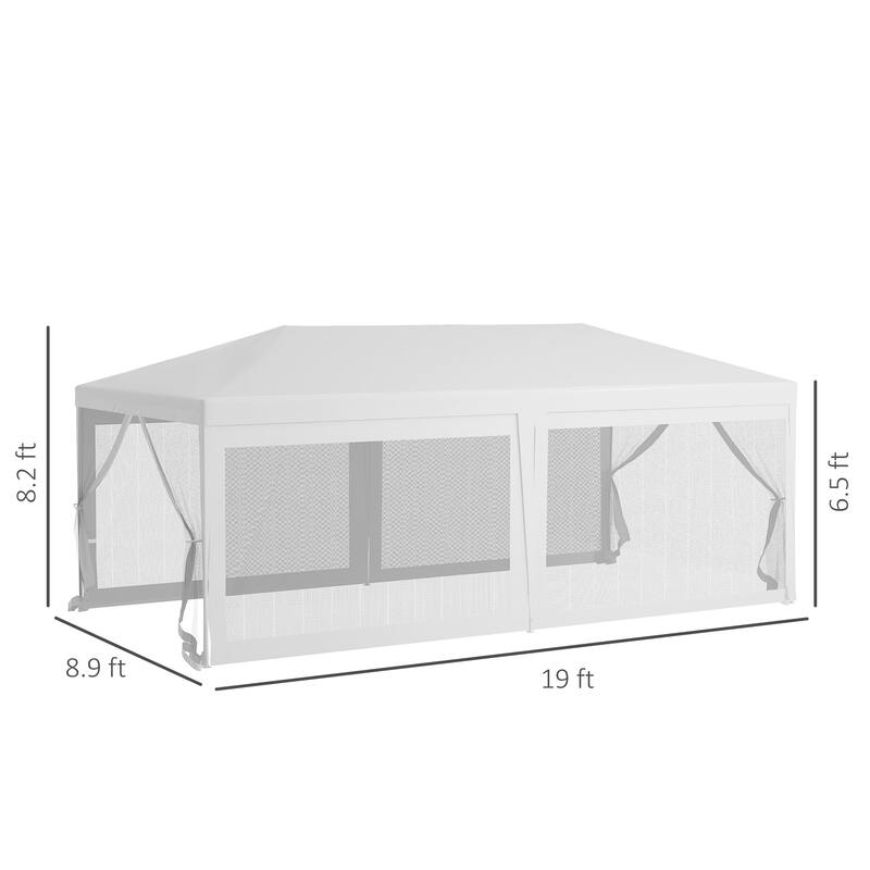 10' x 20' Outdoor Wedding Canopy and Gazebo with 6 Removable Sidewalls - White
