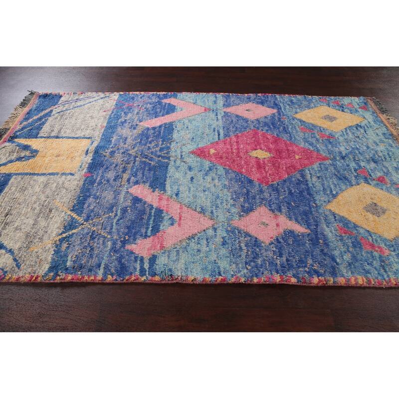 Tribal Moroccan Oriental Wool Area Rug Hand-knotted Home Decor Carpet - 5'11" x 9'6"