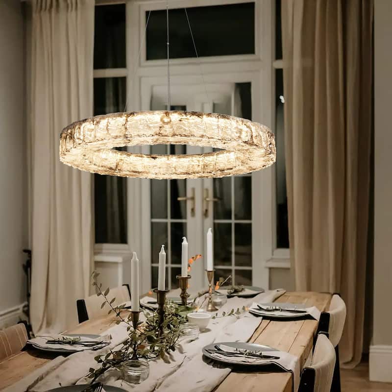 Modern 1-Light LED Ring Chandelier for Dining Room - Gold - 31.5" Dia. x 4" H