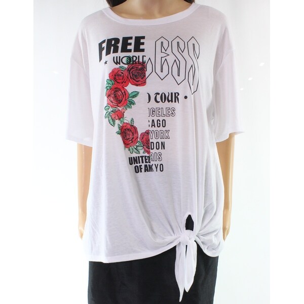 H.I.P. Women's Medium Side Tie Rose Graphic Tee Shirt $39