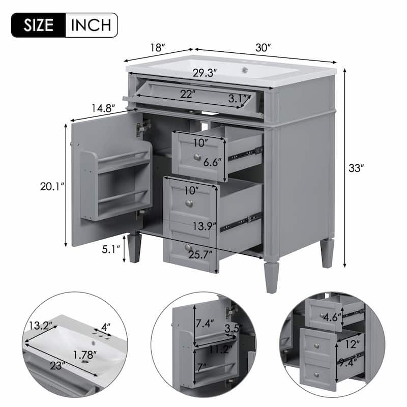 30'' Bathroom Vanity Set with Mirror Cabinet