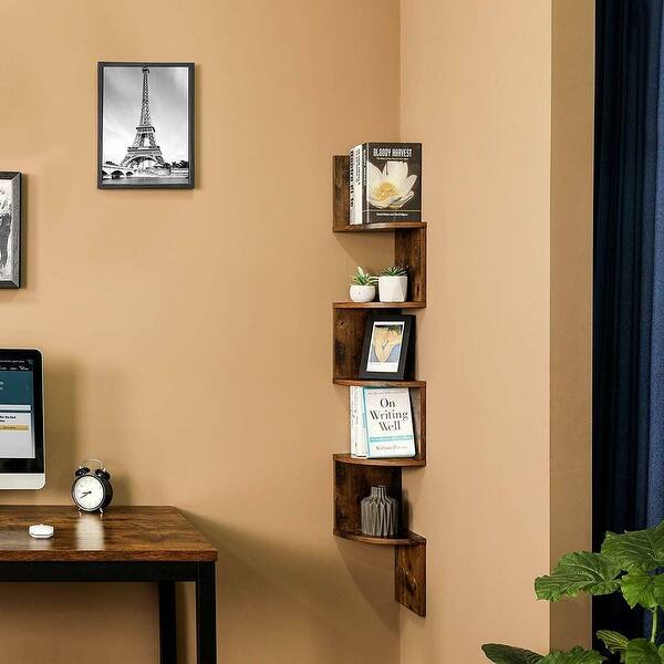 Shop Corner Shelf 5 Tier Floating Wall Shelf With Zigzag Design
