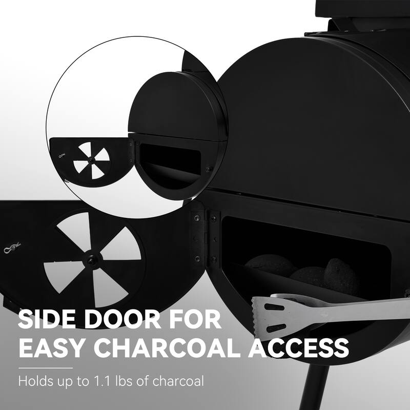 Royal Gourmet CC1624W Barrel Charcoal Grill with Offset Smoker