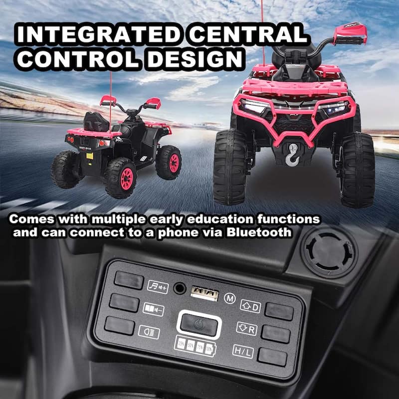 24V Kids Electric ATV Ride-On Toy for Ages 3-8 - Pink