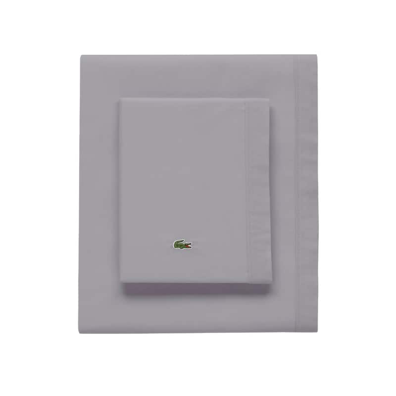 Lacoste Percale Cotton Solid Sheet Set - Full - Sleet