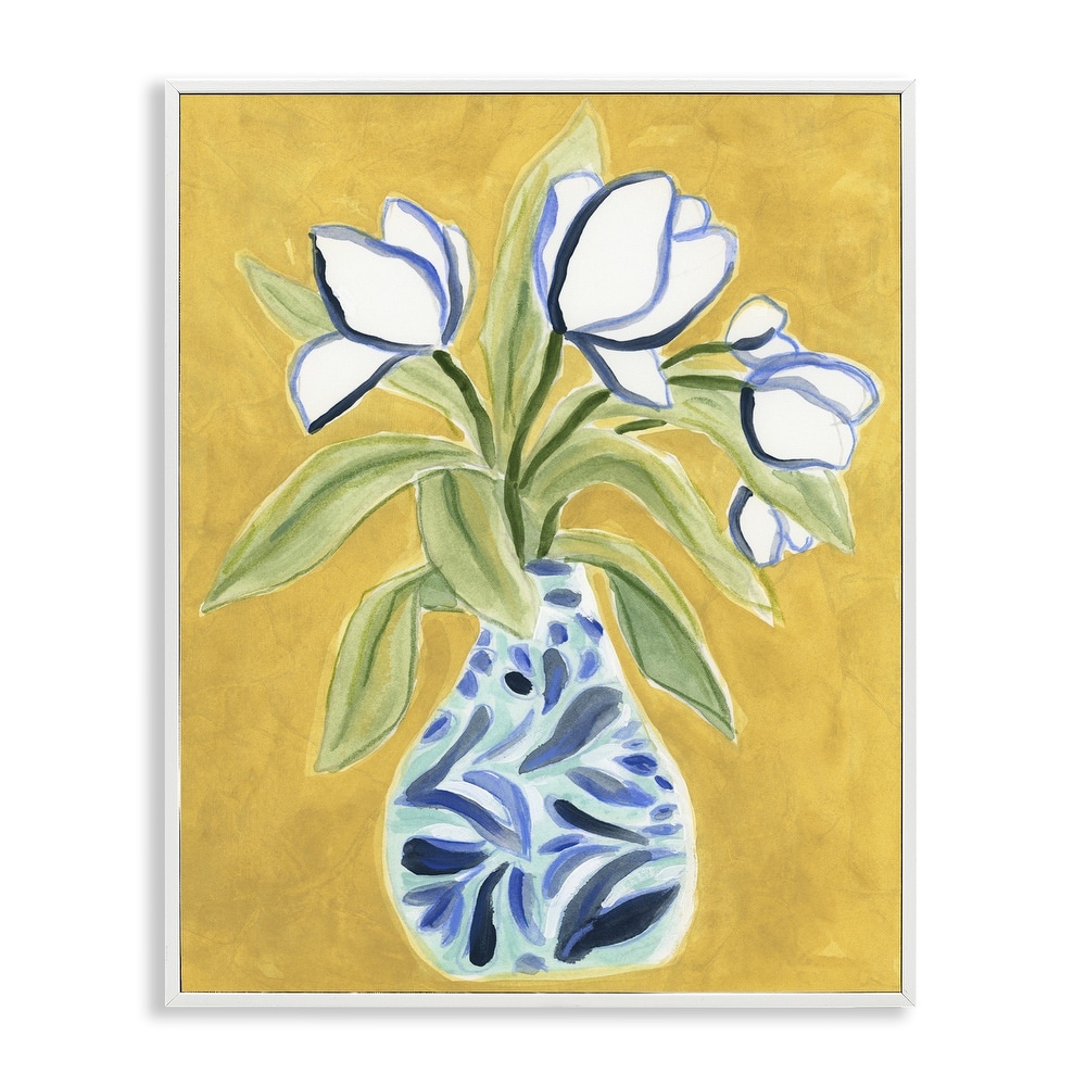 Stupell Lively Tulips in Vase Framed Giclee Art Design By June Erica Vess