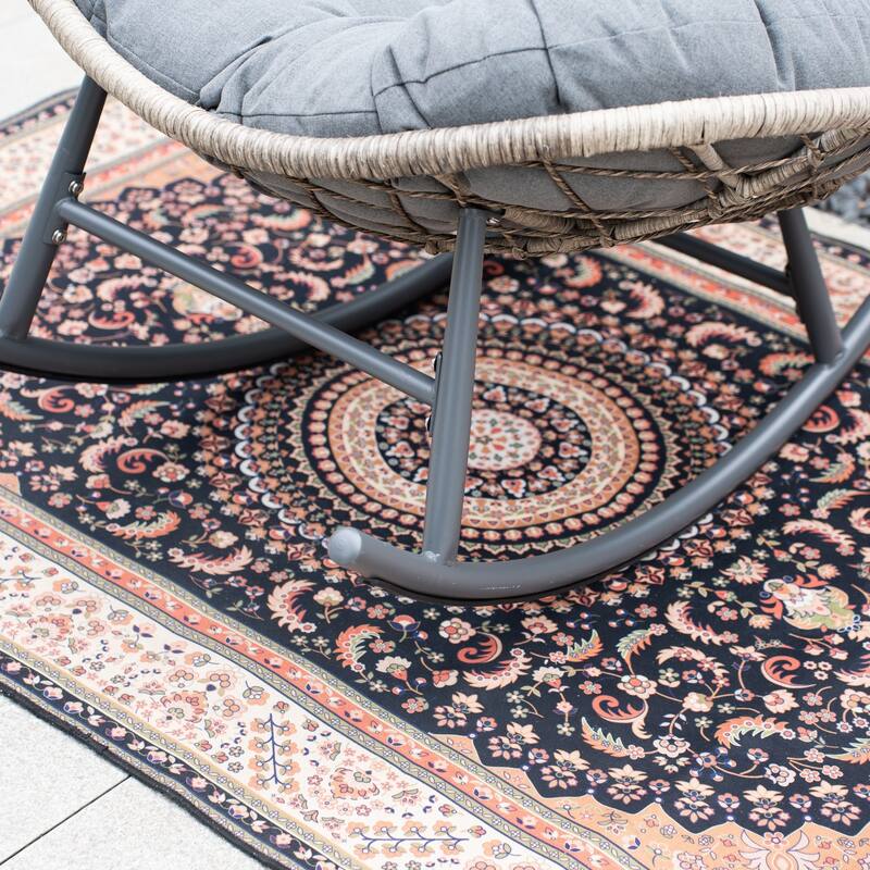 35.83" Outdoor Rocking Chair with Padded Cushion