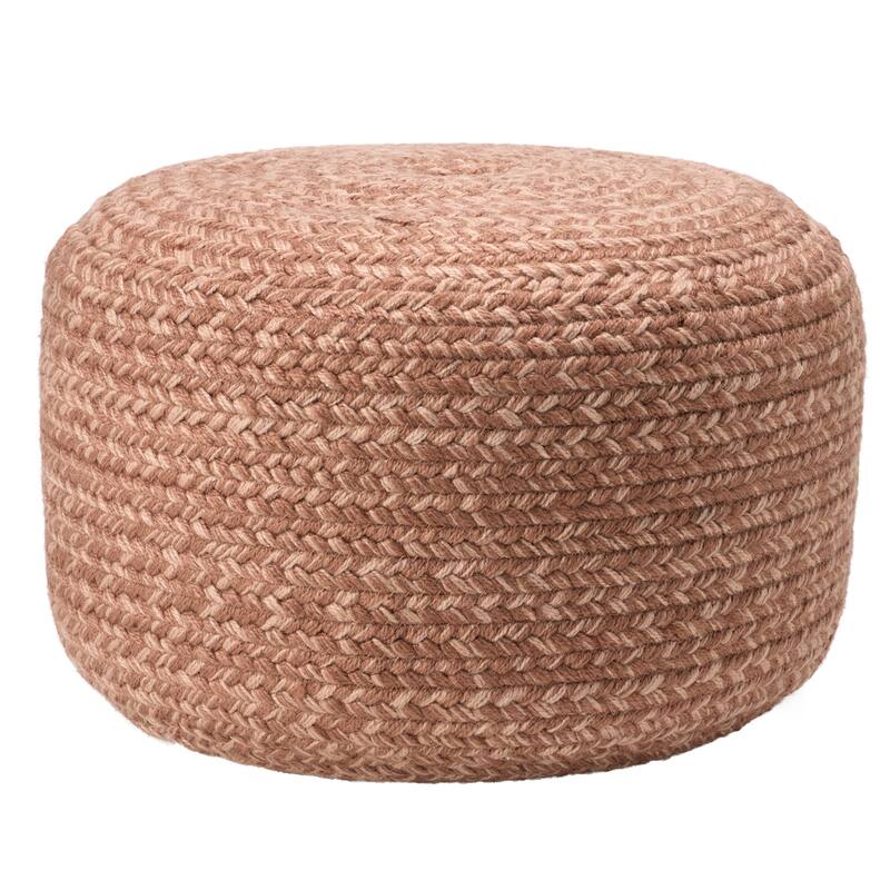 Jaipur Living Saba Solar Round Indoor/Outdoor Polyester Pouf Ottoman/Foot Stool - 18"X18"X12" - Heather Pink