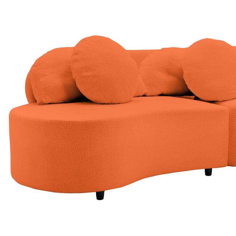 103.5" Lamb Velvet Armless Sofa with 6 Pillows and Floating Design