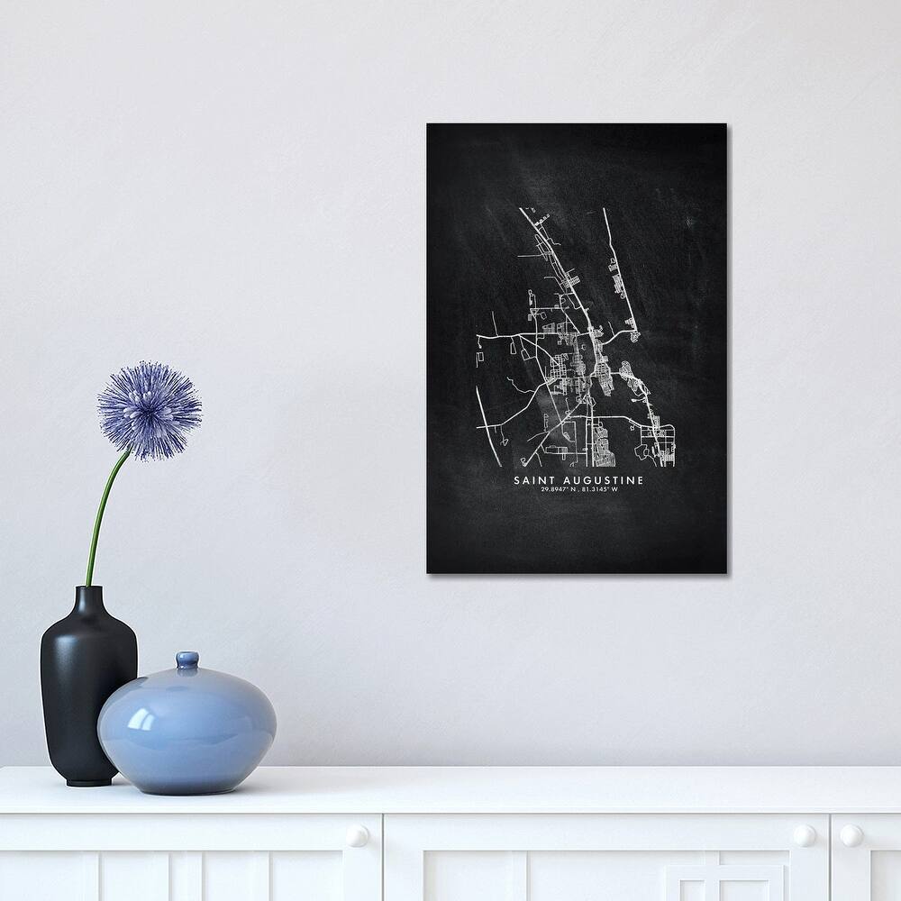 iCanvas "Saint Augustine City Map Chalkboard Style" by WallDecorAddict Canvas Print