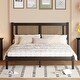 preview thumbnail 2 of 14, Queen Size Wooden Platform Bed with Natural Rattan Headboard, Exquisite Elegance with Minimalist Charm for Bedroom, Black