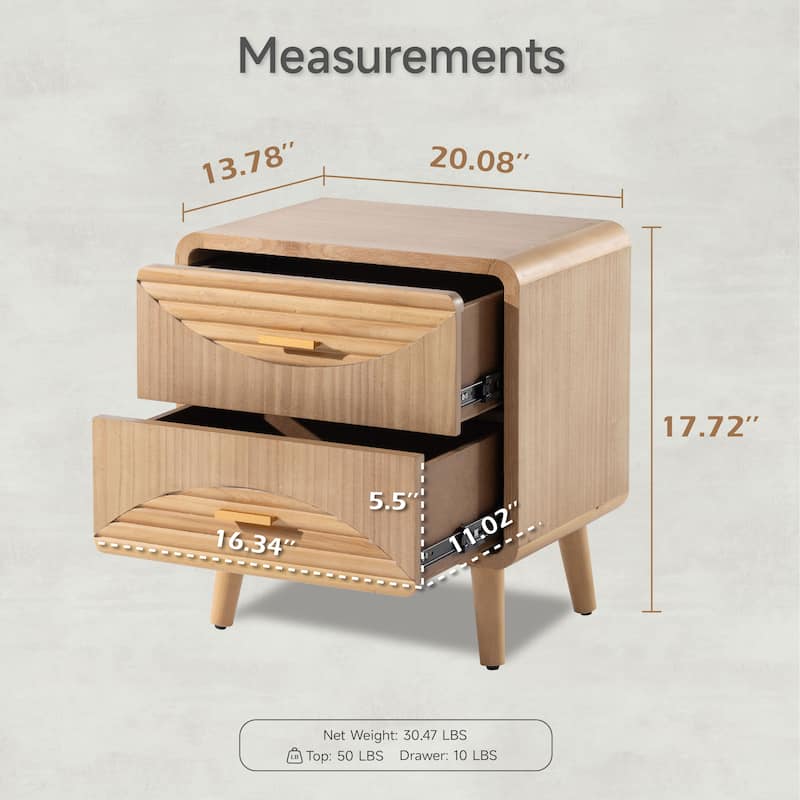 COZAYH Farmhouse Nightstand, Mid Century Nightstand with Handcrafted , Boho, Rustic Style, Natural Wood