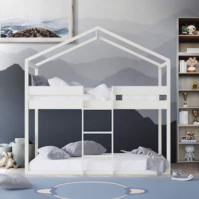 CraftPorch Adorable House-shaped Twin over Twin size Wooden Bunk Bed