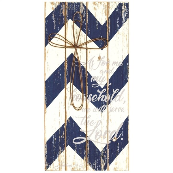 16" White and Blue Religious Themed Biblical Verse Printed Rectangular Wall Plaque - N/A