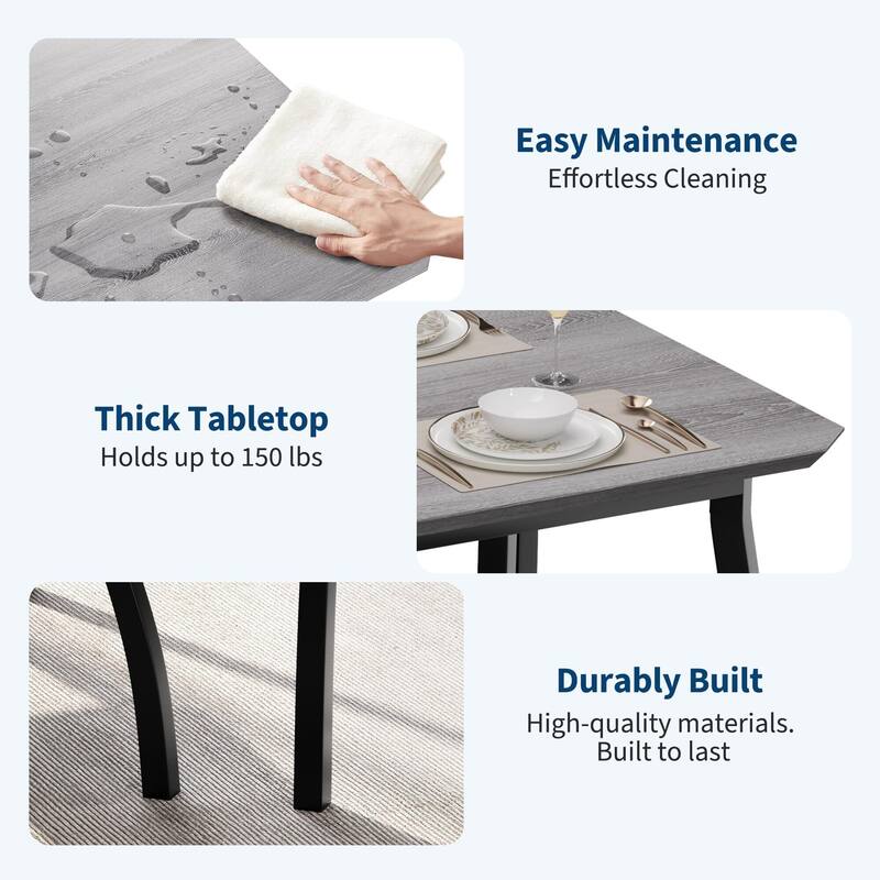 Dining Table Set for 4, with 2 Upholstered Benches