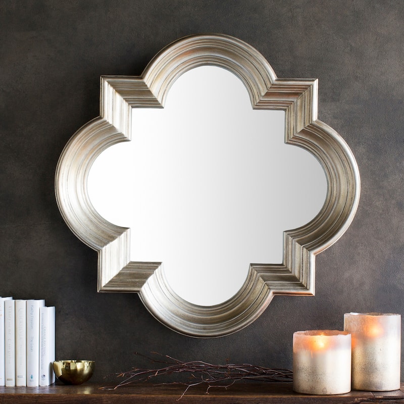 Livabliss Aliana Antiqued Silver Quatrefoil Wall Mirror - 34" x 34"