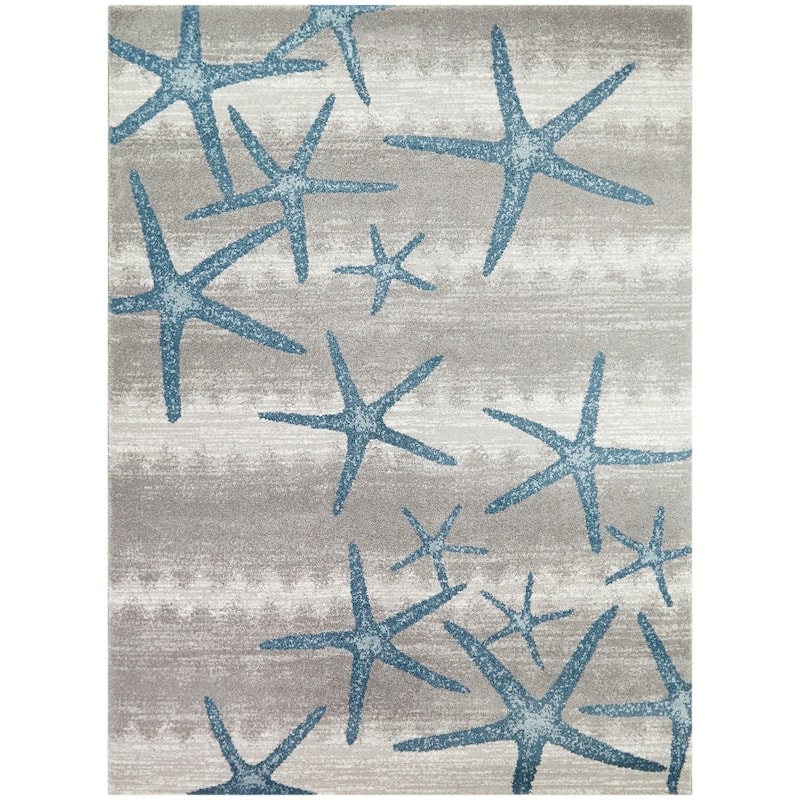 Martin Coastal Starfish Stripe Area Rug - 2'2" x 7' Runner - Gray - Runner