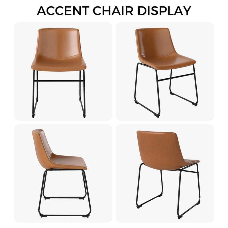 Elegant PU Leather Dining Chair with Iron Legs，Set of 2