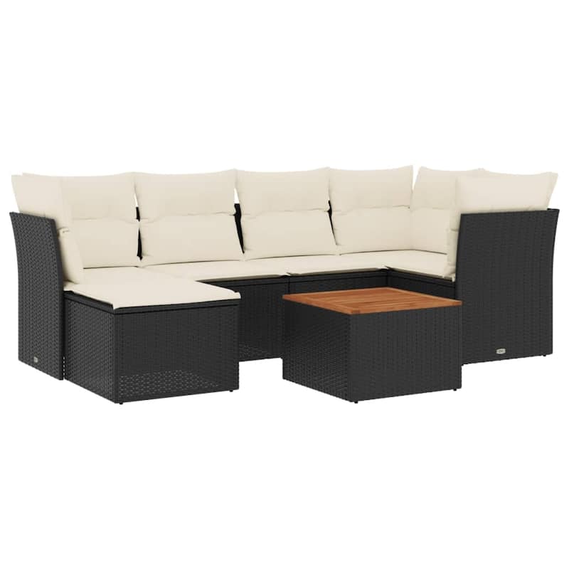 vidaXL Patio Sofa Set with Cushions Outdoor Furniture 7 Piece Poly Rattan - 24.4 x 24.4 x 27.2