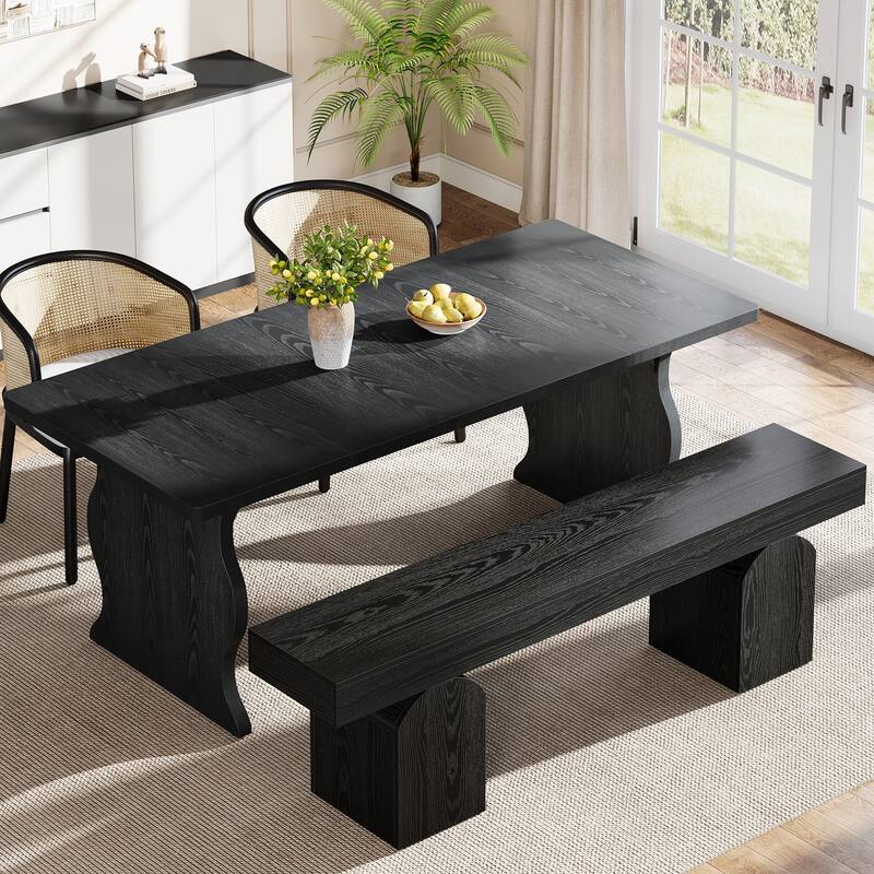 59" Dining Bench for 2 to 3 with Arched Base for Living Room - / - Black