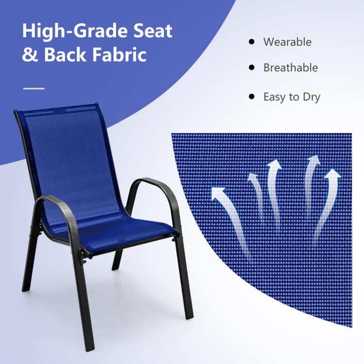 4 Pieces Stackable Patio Dining Chairs Set with Armrest - 29" x 21.5" x 35.5" (L x W x H)