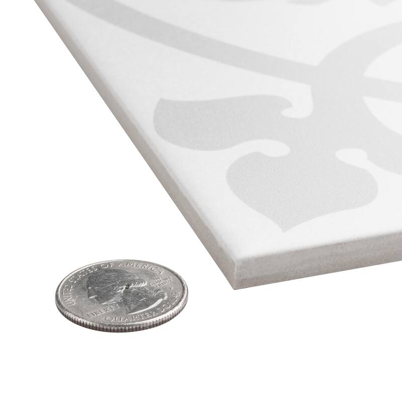 Merola Tile Caprice Liberty White 7.86" x 7.86" Porcelain Floor and Wall Tile