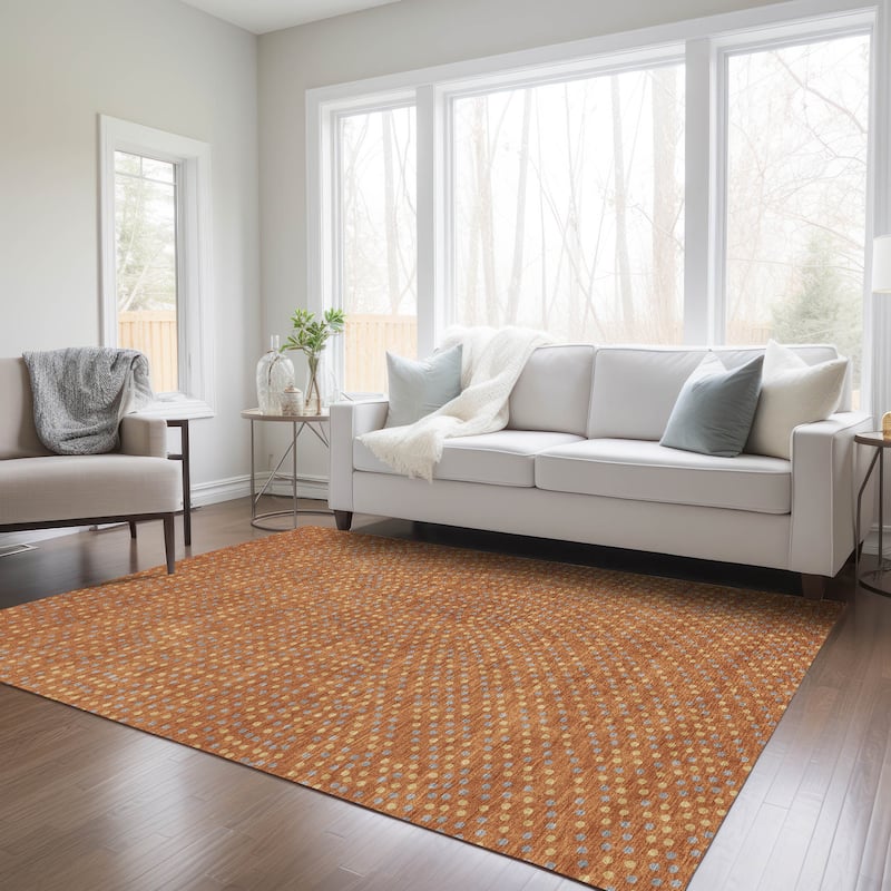 Machine Washable Indoor/ Outdoor Modern Dotty Chantille Rug