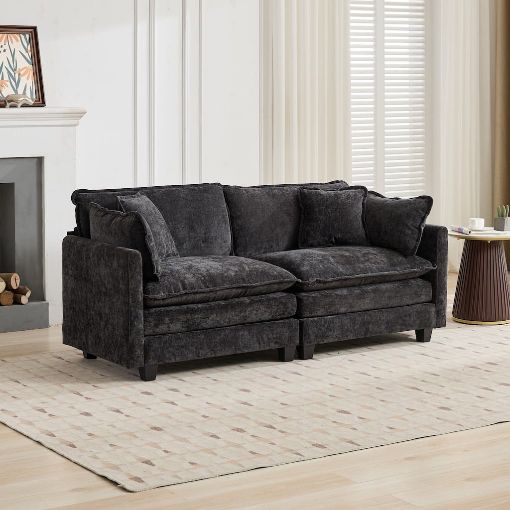 Cloud Sofa LoveSeat (Ottoman is not included), Modern Sectional Couch, Comfy Double Layer Upholstered Seat Cushion