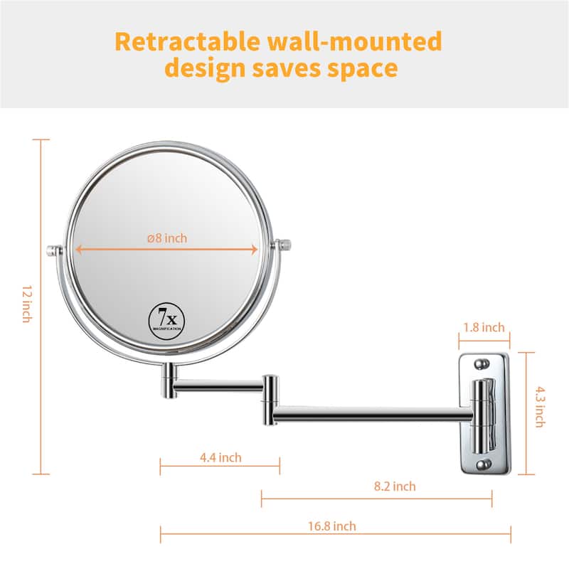 Wall Makeup Mirror Double-Sided Chrome Finish