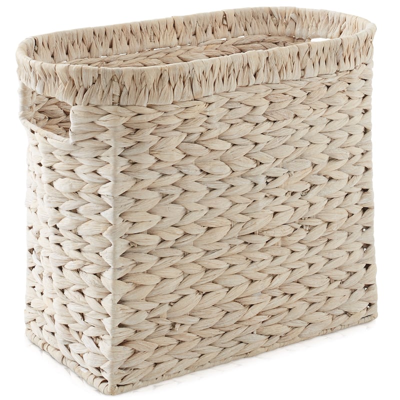 Magazine Holder Storage Basket Bin with Handles Seagrass Hyacinth