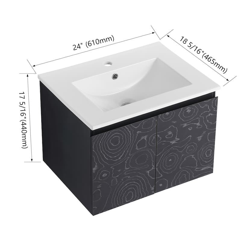 Bathroom Vanity With Sink In 24/30 Inch, Floating Bathroom Vanity with Soft Close Door