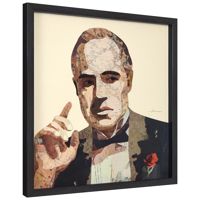 Empire Art "Godfather" Alex Zeng's dimensional collage, under glass & a black shadow box frame