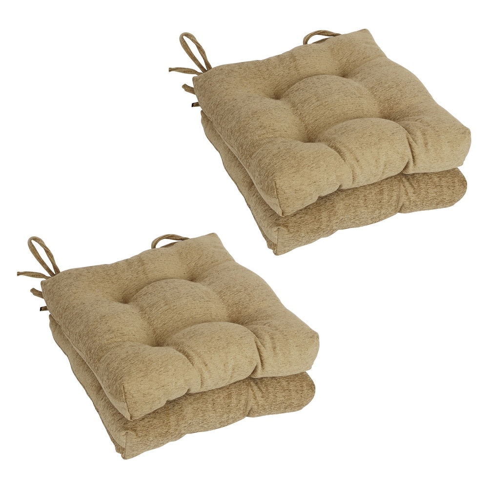 16-inch Square Jacquard Chenille Tufted Chair Cushions (Set of 2 or 4) - 16 x 16