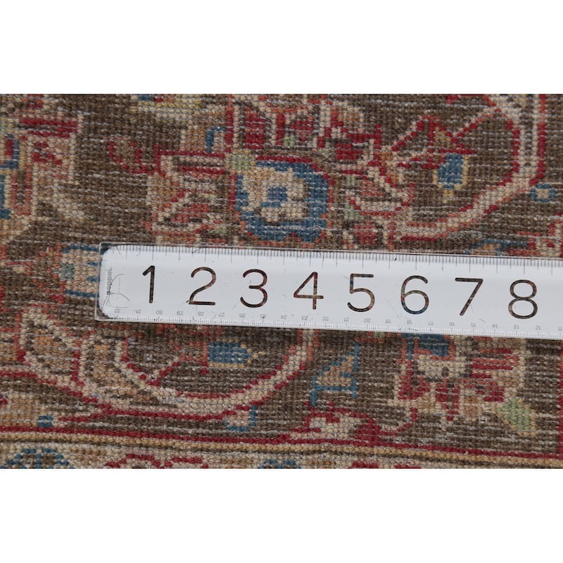 Traditional Floral Mashad Persian Vintage Rug Handmade Wool Carpet - 9'0"x 12'8"