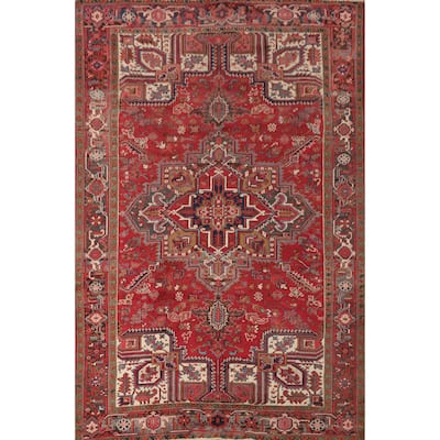 Hand Knotted Oriental 100% Wool Carpet Traditional Medallion Red Heriz Area Rug - 11' 4'' X 8' 3''