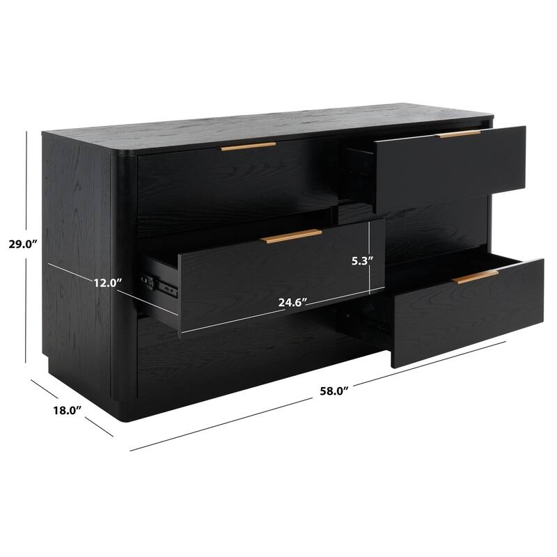 SAFAVIEH Couture Oliviera 6 Drawer Wood Dresser
