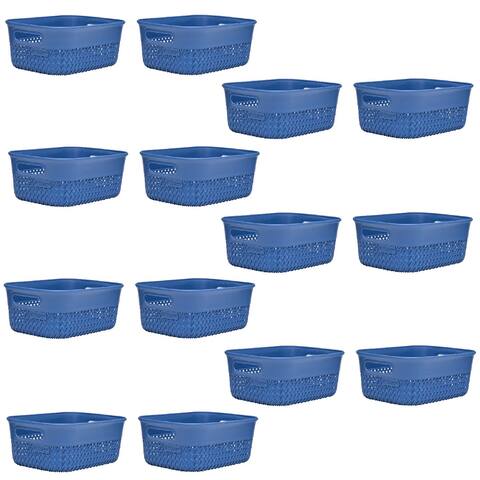 Life Story Lightweight Heavy Duty Storage Woven Basket 4 Quarts, Blue (14 Pack) - 0.38