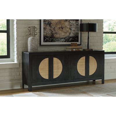 Signature Design by Ashley Cliffiings Black/Natural Accent Cabinet - 70" W x 15.13" D x 29" H