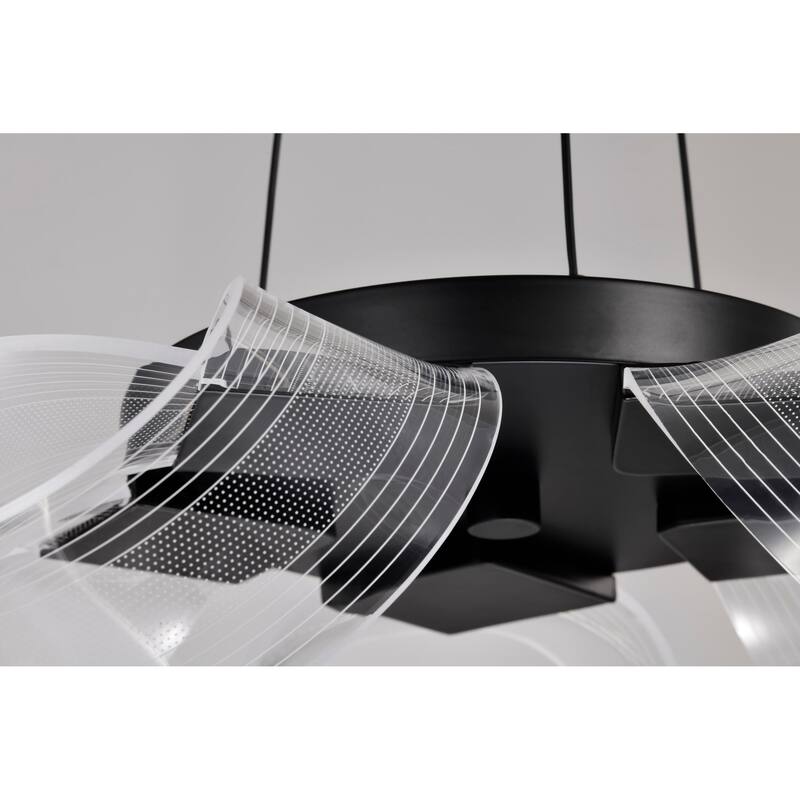 Barnett 21 Inch LED 5 Light Chandelier Matte Black Silk Screened Acrylic Lens