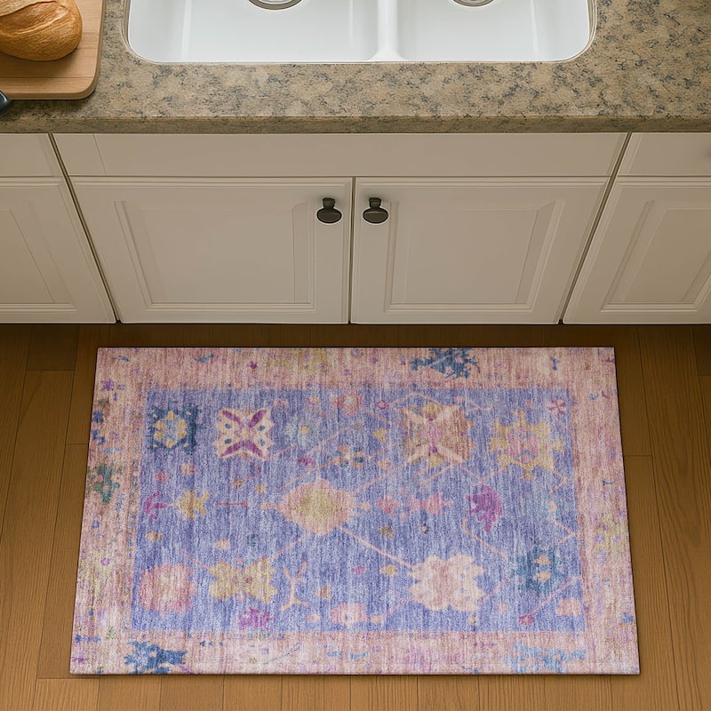 Premium Washable Super Soft Traditional Kashmir Mayfield Rug - Purple - 1'8" x 2'6"