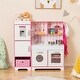 preview thumbnail 2 of 10, Costway Kids Kitchen Playset Wooden Toy with Adjustable LED Lights & - See Details