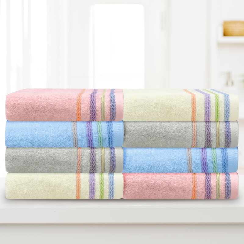 Colorful Striped Pattern 2 Pack Hand Towels, Comfort and Quick Drying Towel for Bathroom, Travel, Camp 13" x 30"