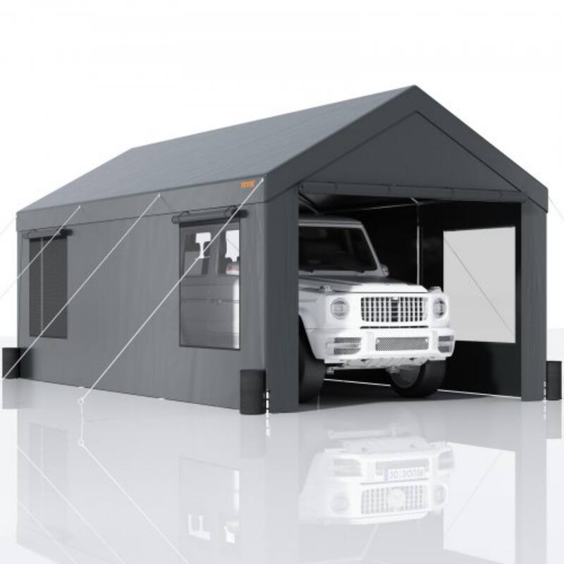 Heavy Duty 12x20ft Carport Canopy Outdoor Garage Shelter with Sides - 144 x 240 x 116.4 Inch