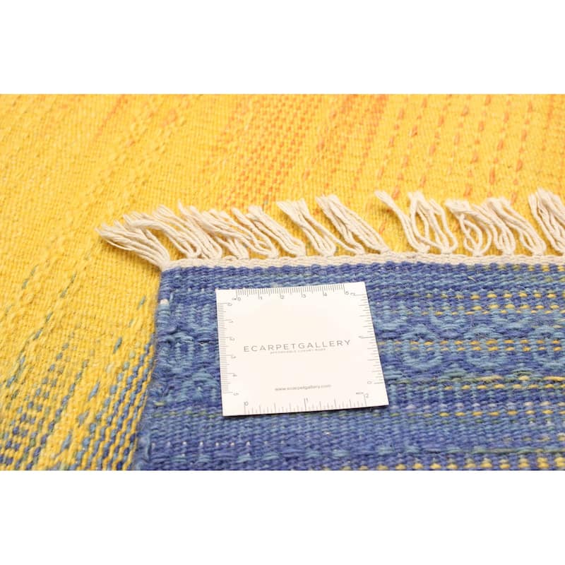 ECARPETGALLERY Flat-Weave Ankara FW Light Yellow Wool Kilim - 5'3 x 7'7