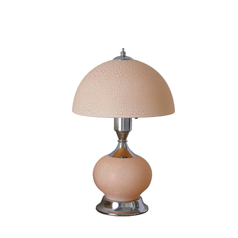 HomeRoots Silver Bedside Led Table Lamp With Pink Bowl Shade - Medium