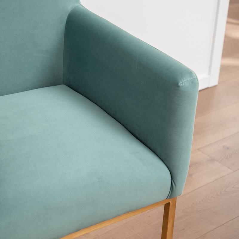 SEYNAR Mid Century Modern Velvet Accent Armrest 27-inch Tall Bar Stool Set of 2 with Metal Frame