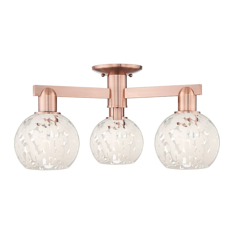 Innovations Lighting Endless Possibilities Arcadia - White Mouchette - 3 Light 24" Semi-Flush Mount - Antique Copper