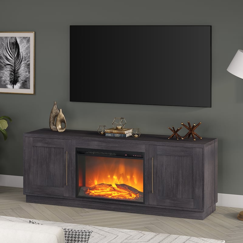 Tillman Rectangular TV Stand with Log Fireplace for TV's up to 75"